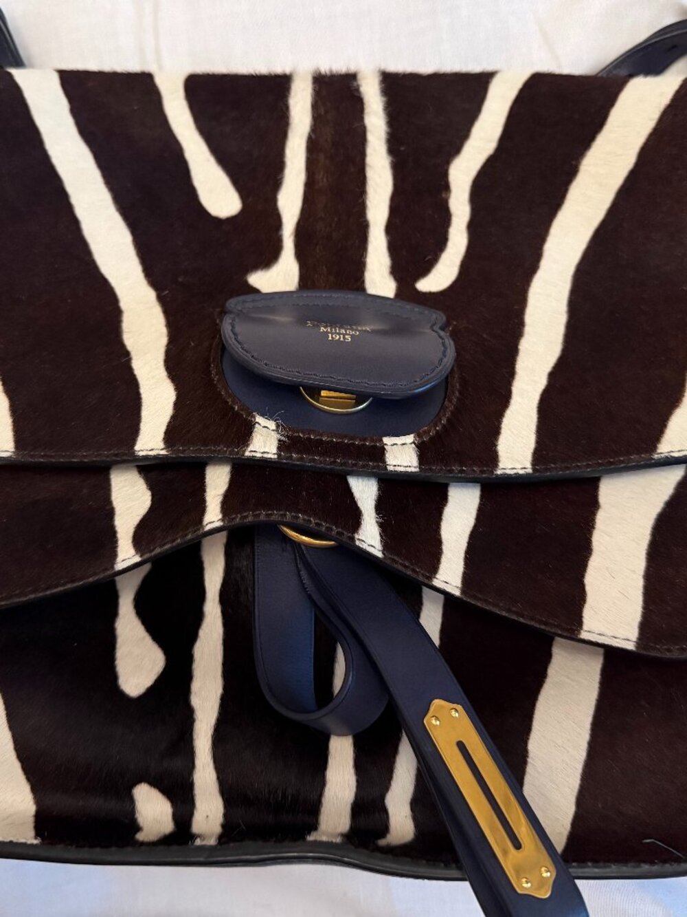 Fontana Milano 1915 Zebra Calf Hair & Leather Shoulder Bag